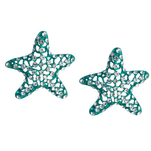 Rhinestone Starfish Statement Earrings