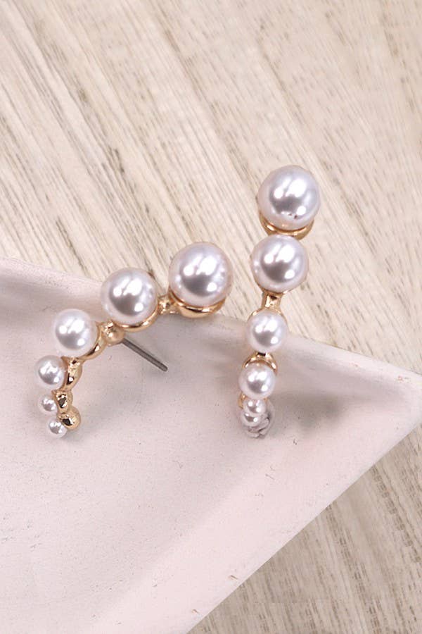 Crescent Shaped Pearl Cartilage Earrings