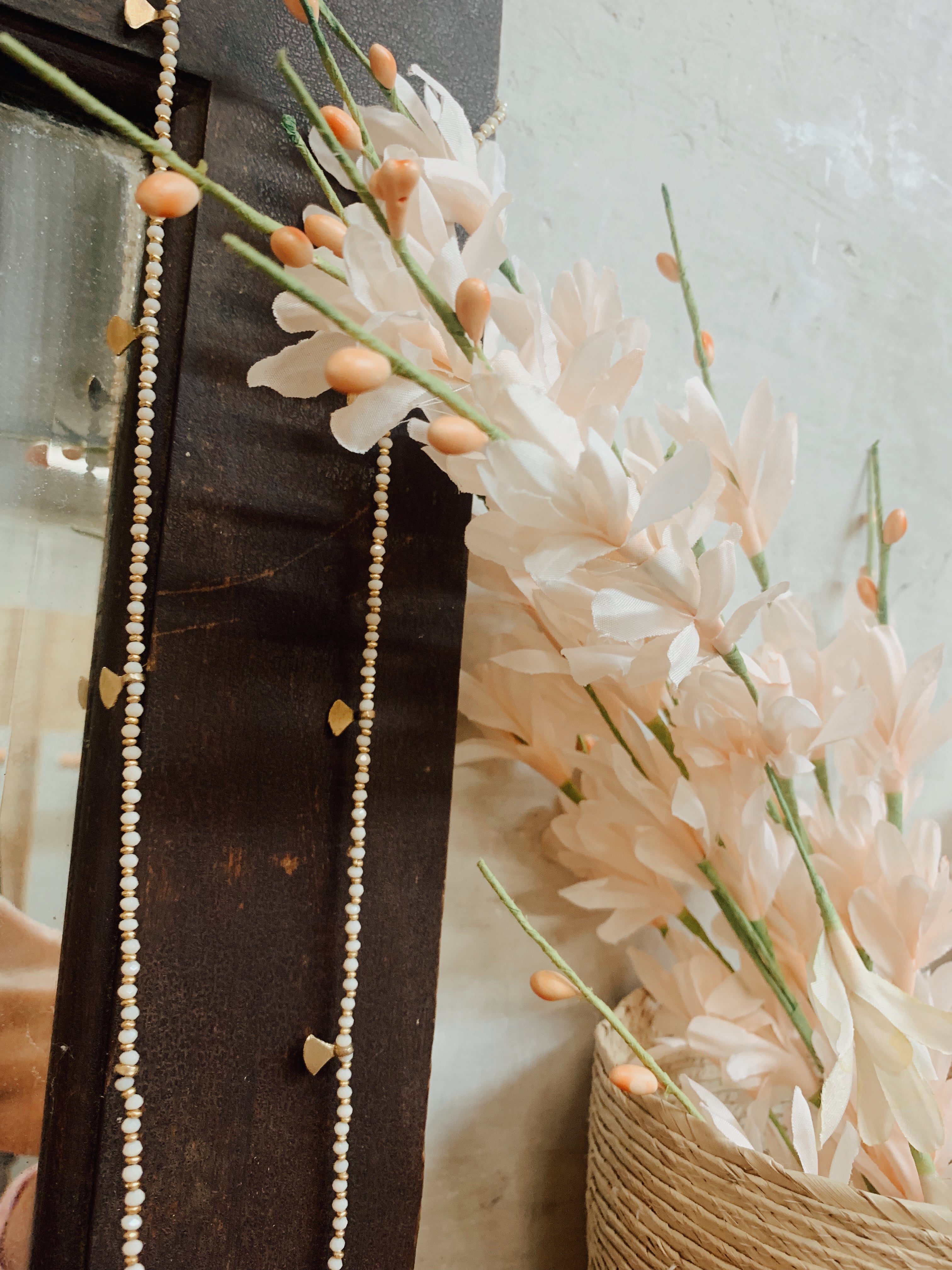 Beaded charm Long Necklace