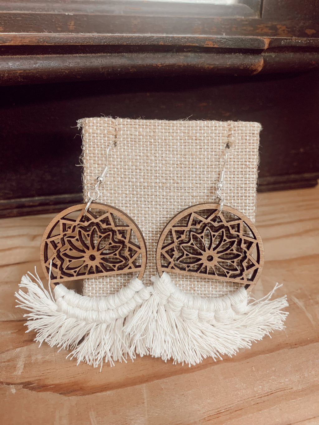 Boho Macrame Mandala Dangle Earrings