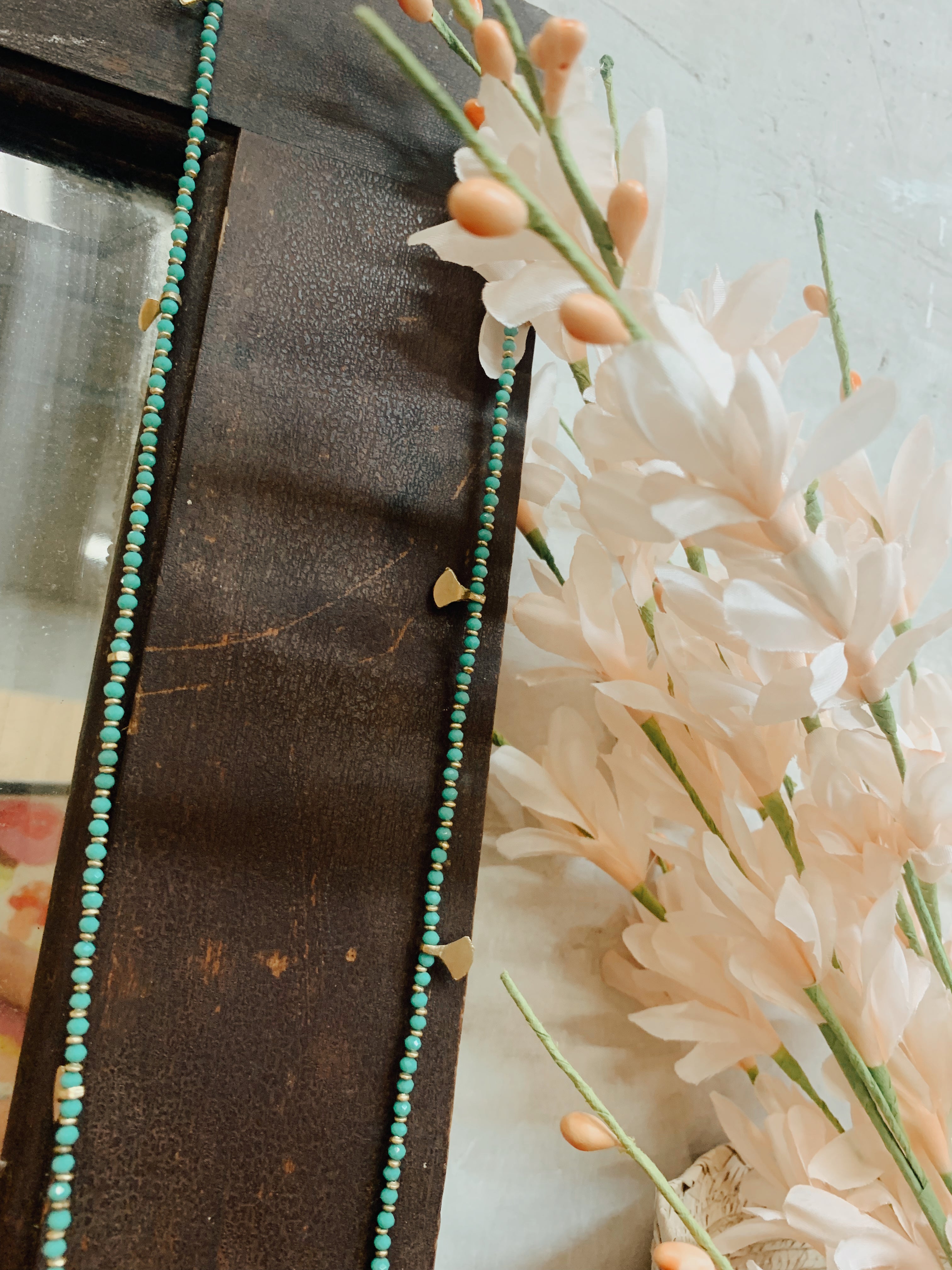 Beaded charm Long Necklace