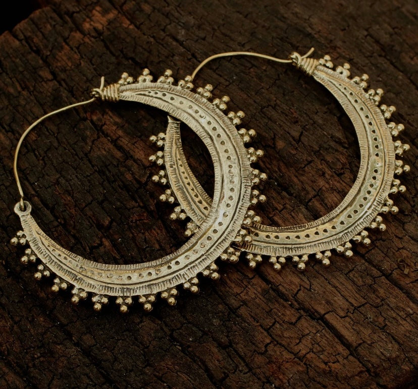 Large Brass Tribal Hoops